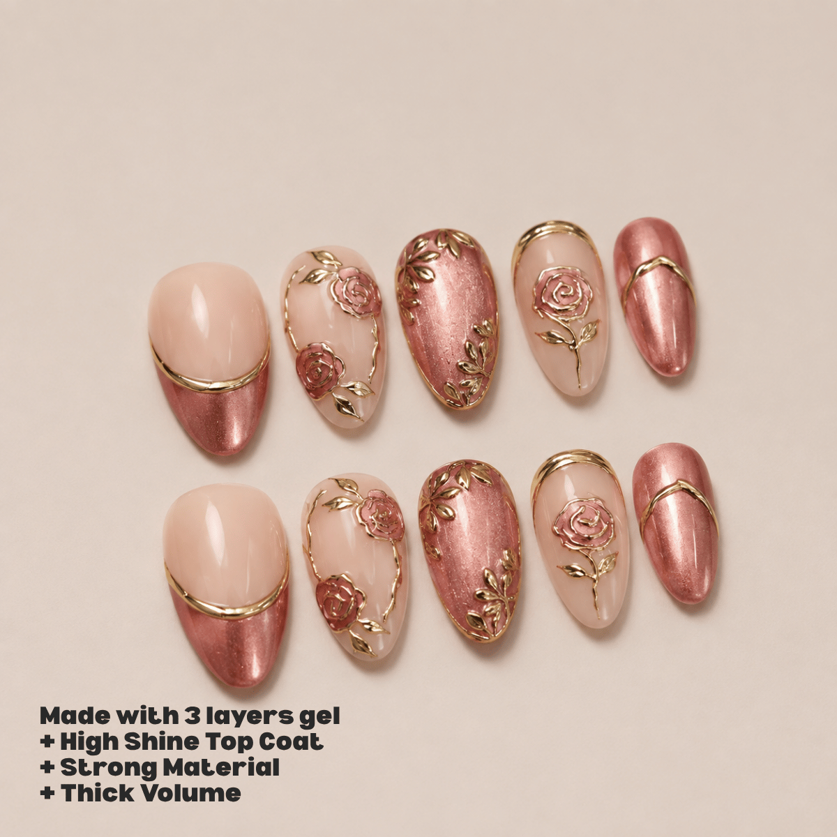 Busya Nails - Pink Tulip Petal Pressed On Nails Kuku Palsu Free Tools