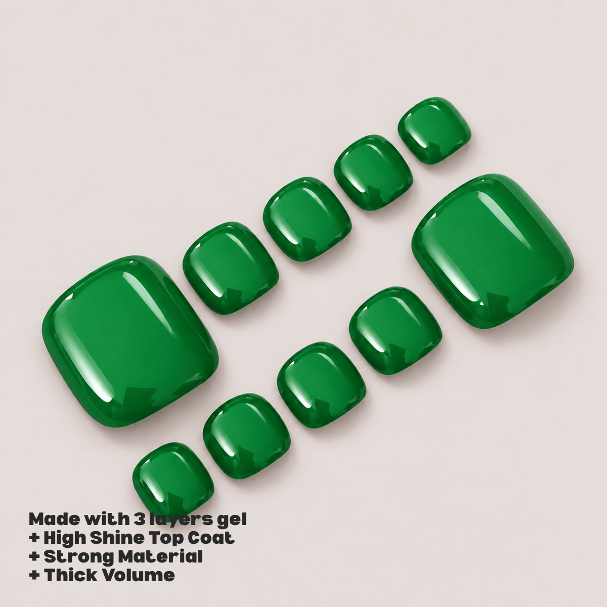 Busya Nails - Kale 039 Toenails Pressed On Nails Kuku Palsu Free Tools