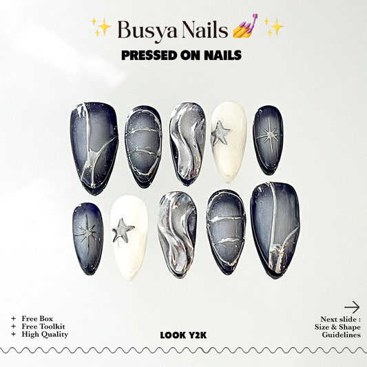 Busya Nails - Look Y2K Pressed On Nails Kuku Palsu Free Tools