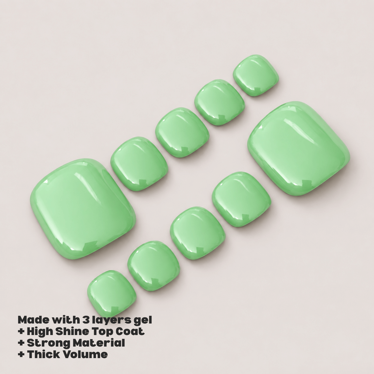 Busya Nails - Matcha Latte 037 Toenails Pressed On Nails Kuku Palsu Free Tools