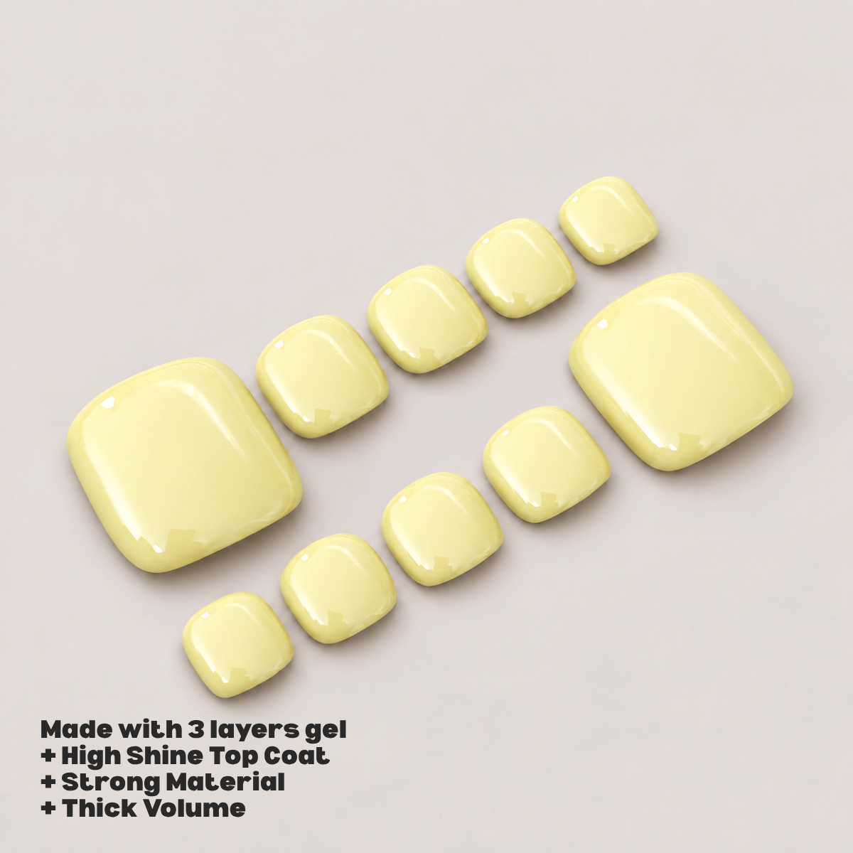Busya Nails - Lemon 031 Toenails Pressed On Nails Kuku Palsu Free Tools