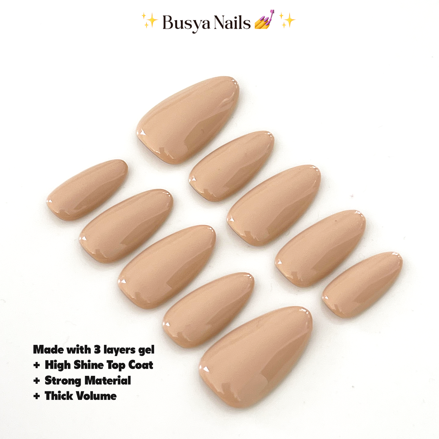 Busya Nails - Pie 14 Pressed On Nails Kuku Palsu Free Lem Tools