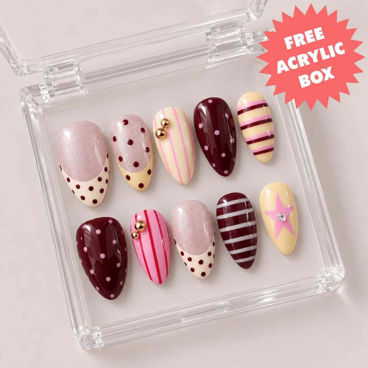 Busya Nails - 2000 Glamz Pressed On Nails Kuku Palsu Free Tools