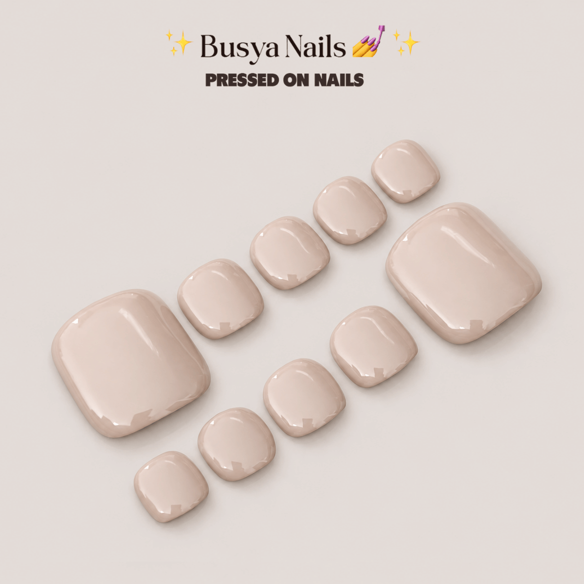 Busya Nails - Peachy 013 Toenails Pressed On Nails Kuku Palsu Free Tools