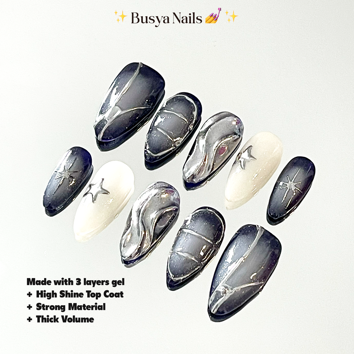 Busya Nails - Look Y2K Pressed On Nails Kuku Palsu Free Tools