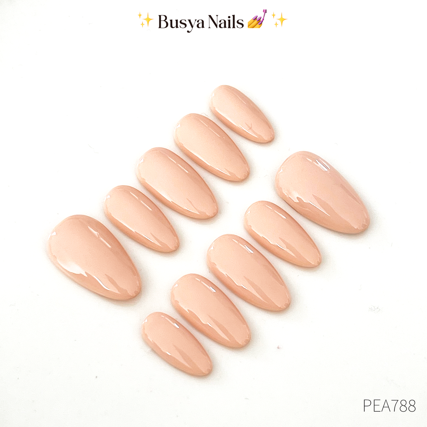 Busya Nails - Peachy 13 Pressed On Nails Kuku Palsu Free Lem Tools