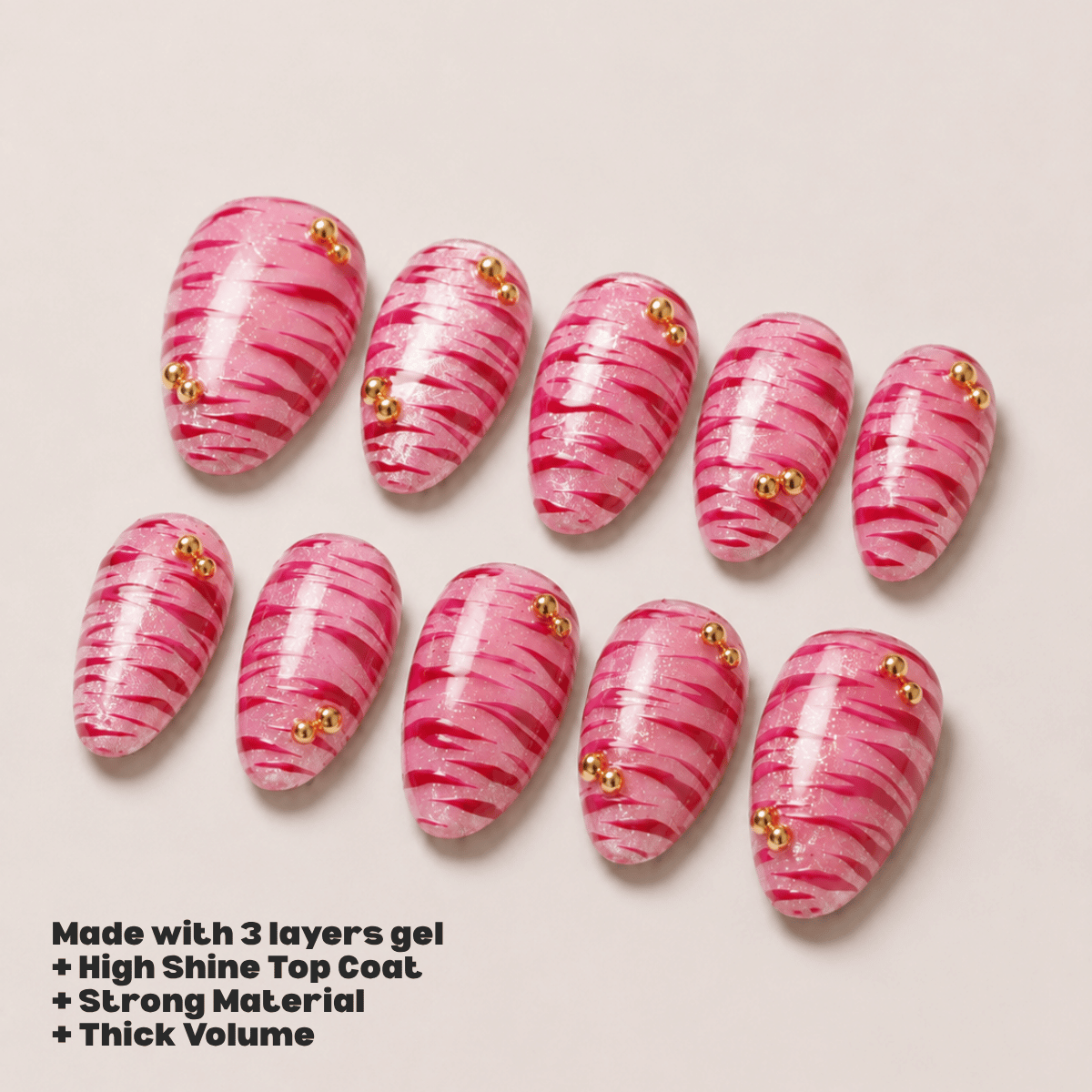 Busya Nails - Pink Marty Cat Eye Pressed On Nails Kuku Palsu Free Tools
