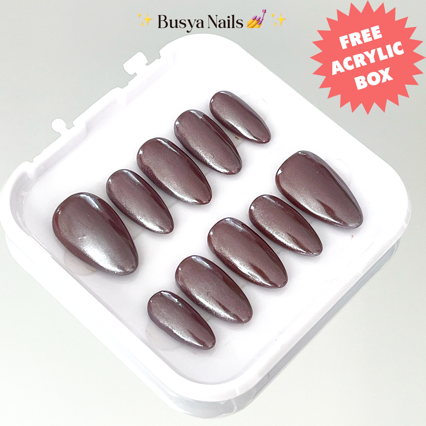 Busya Nails - Mocha Glazed Gel Nail Art Kuku Palsu Pressed On Nails Gel Free Toolkit