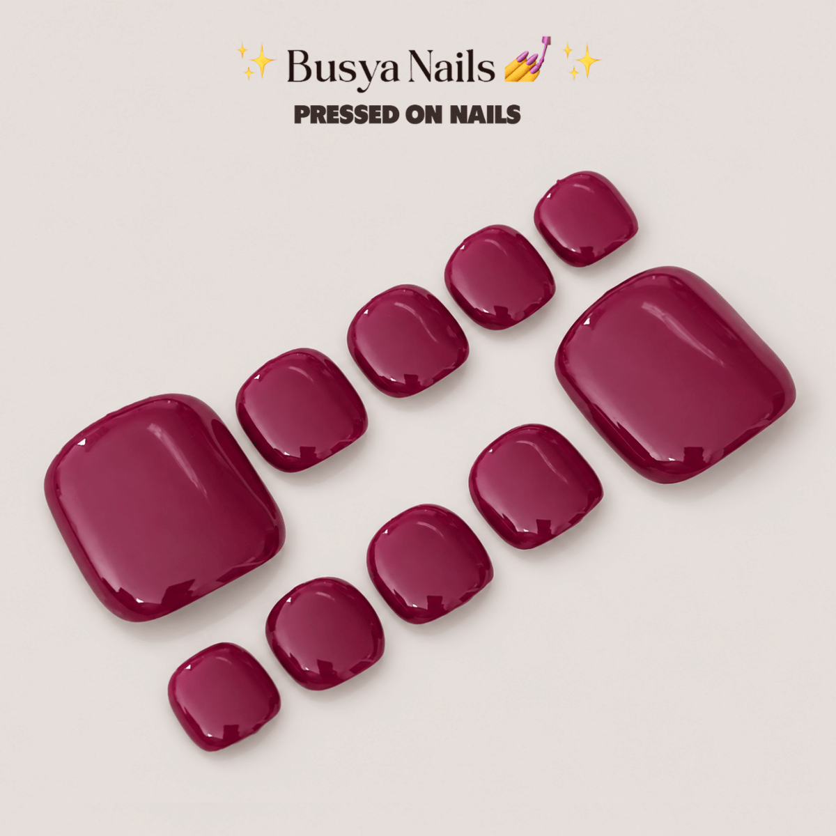 Busya Nails - Plush 030 Toenails Pressed On Nails Kuku Palsu Free Tools