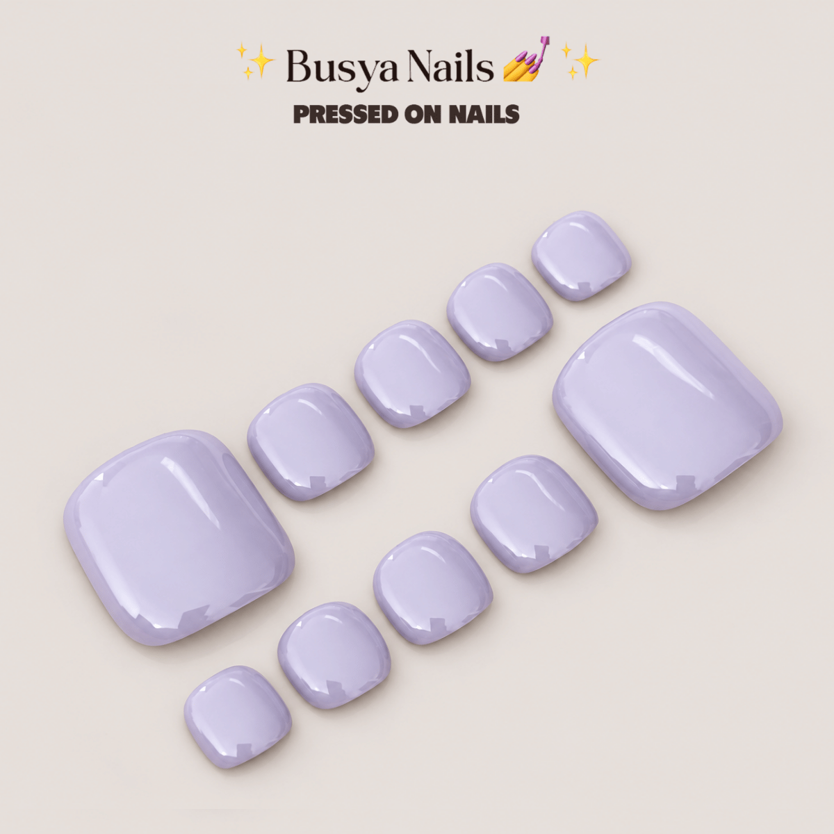 Busya Nails - Lilac 049 Toenails Pressed On Nails Kuku Palsu Free Tools