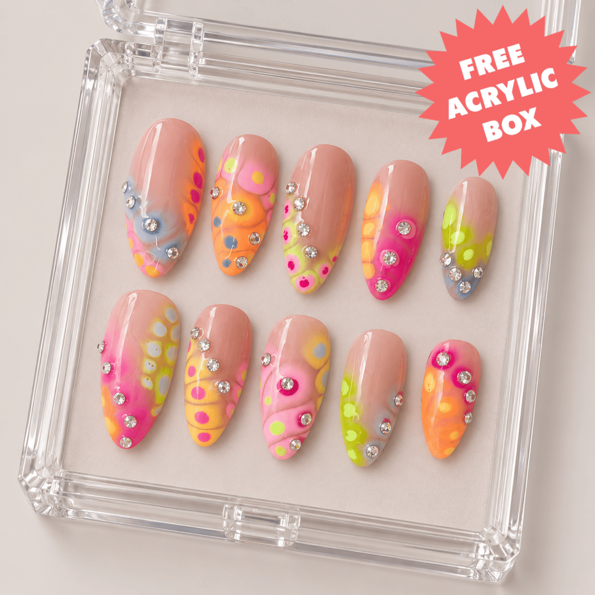 Busya Nails - Midnight Sun Bejeweled Pressed On Nails Kuku Palsu Free Tools