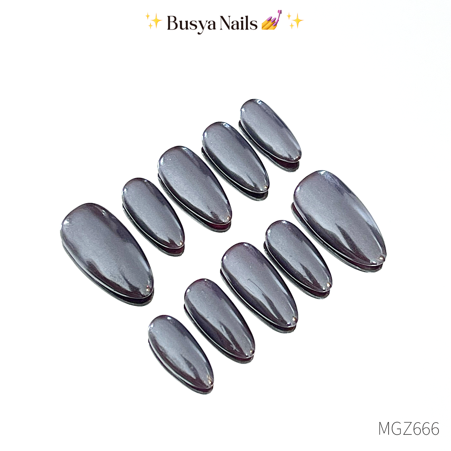 Busya Nails - Mahogany Glazed Pressed On Nails Kuku Palsu Free Tools