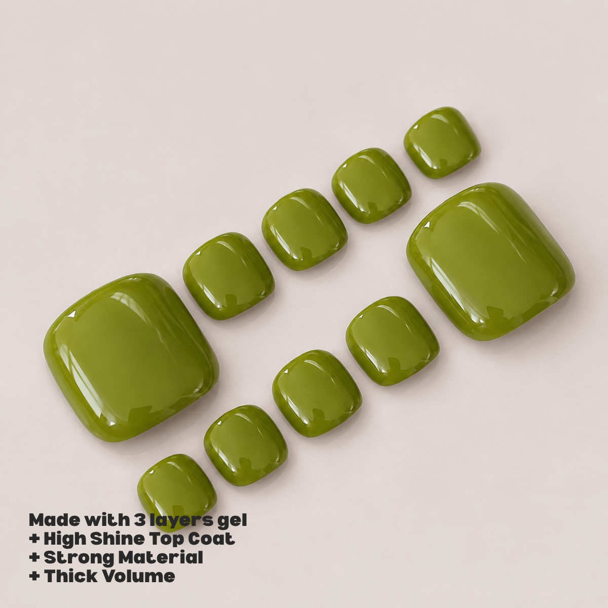Busya Nails - Greens 035 Toenails Pressed On Nails Kuku Palsu Free Tools