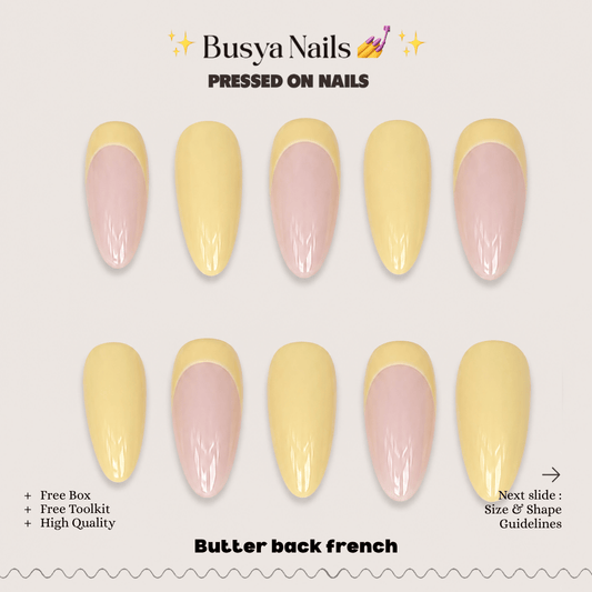 Busya Nails - Butter Back French Pressed On Nails Kuku Palsu Free Tools