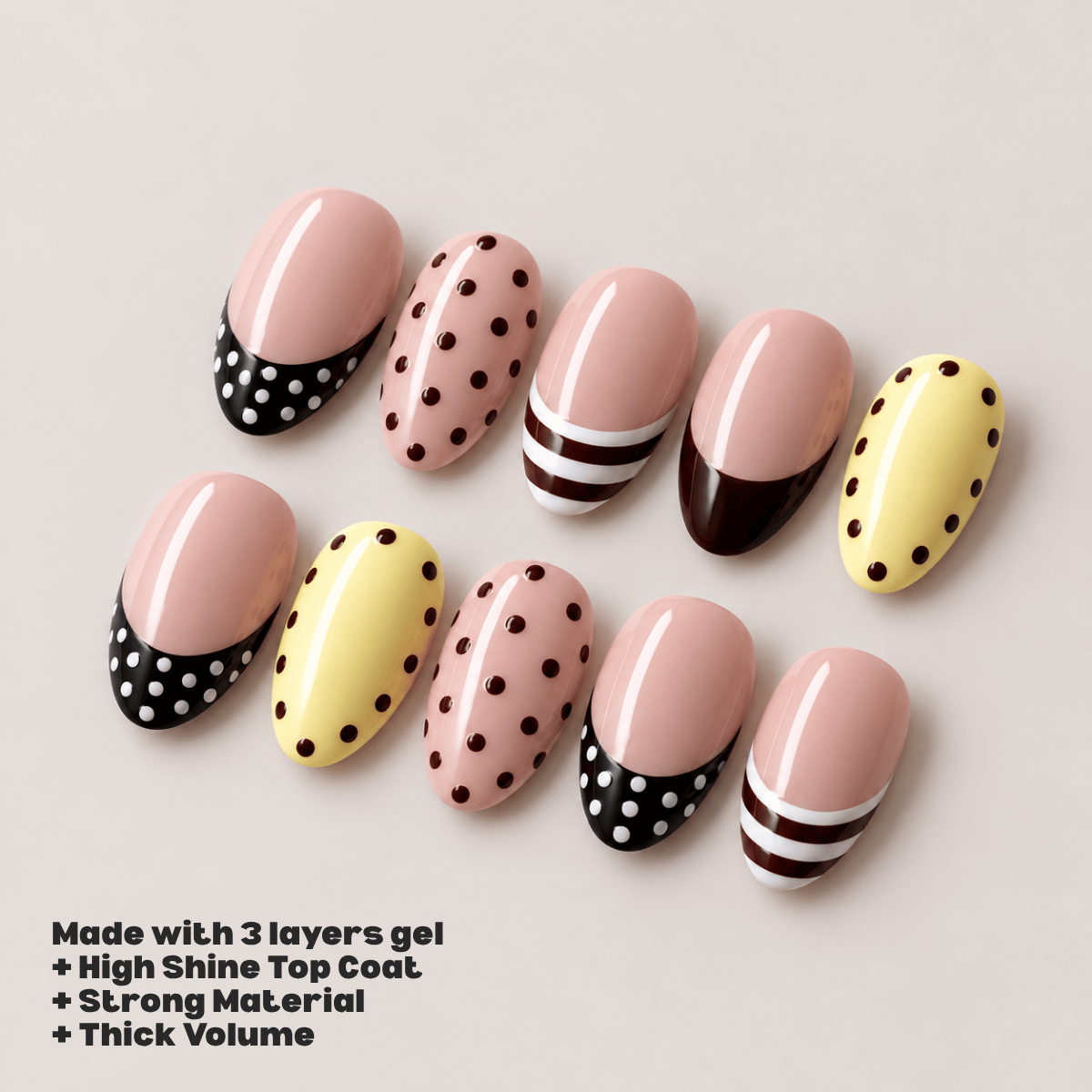 Busya Nails - Dots & Butters Pressed On Nails Kuku Palsu Free Tools
