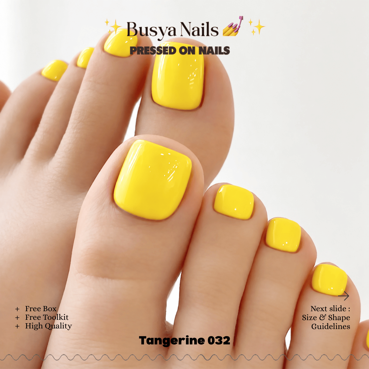 Busya Nails - Tangerine 032 Toenails Pressed On Nails Kuku Palsu Free Tools