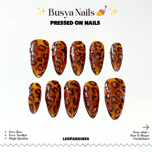 Busya Nails - Leopardines Pressed On Nails Kuku Palsu Free Tools