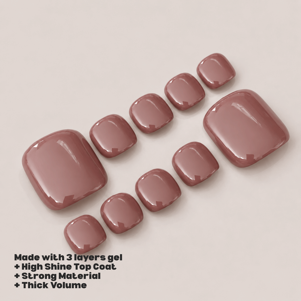 Busya Nails - Taupe 020 Toenails Pressed On Nails Kuku Palsu Free Tools