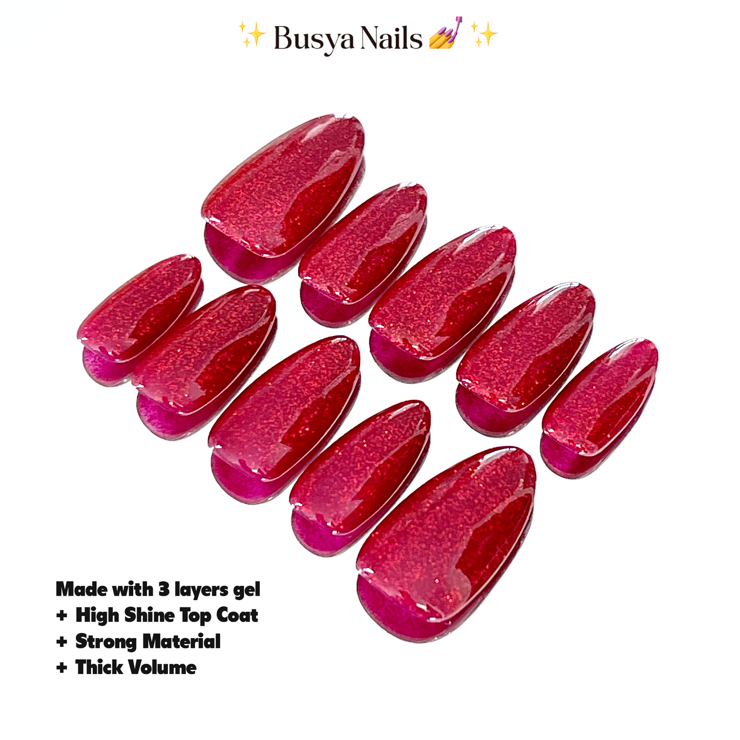 Busya Nails - Cherie 89 Nails Pressed On Nails Kuku Palsu Free Tools