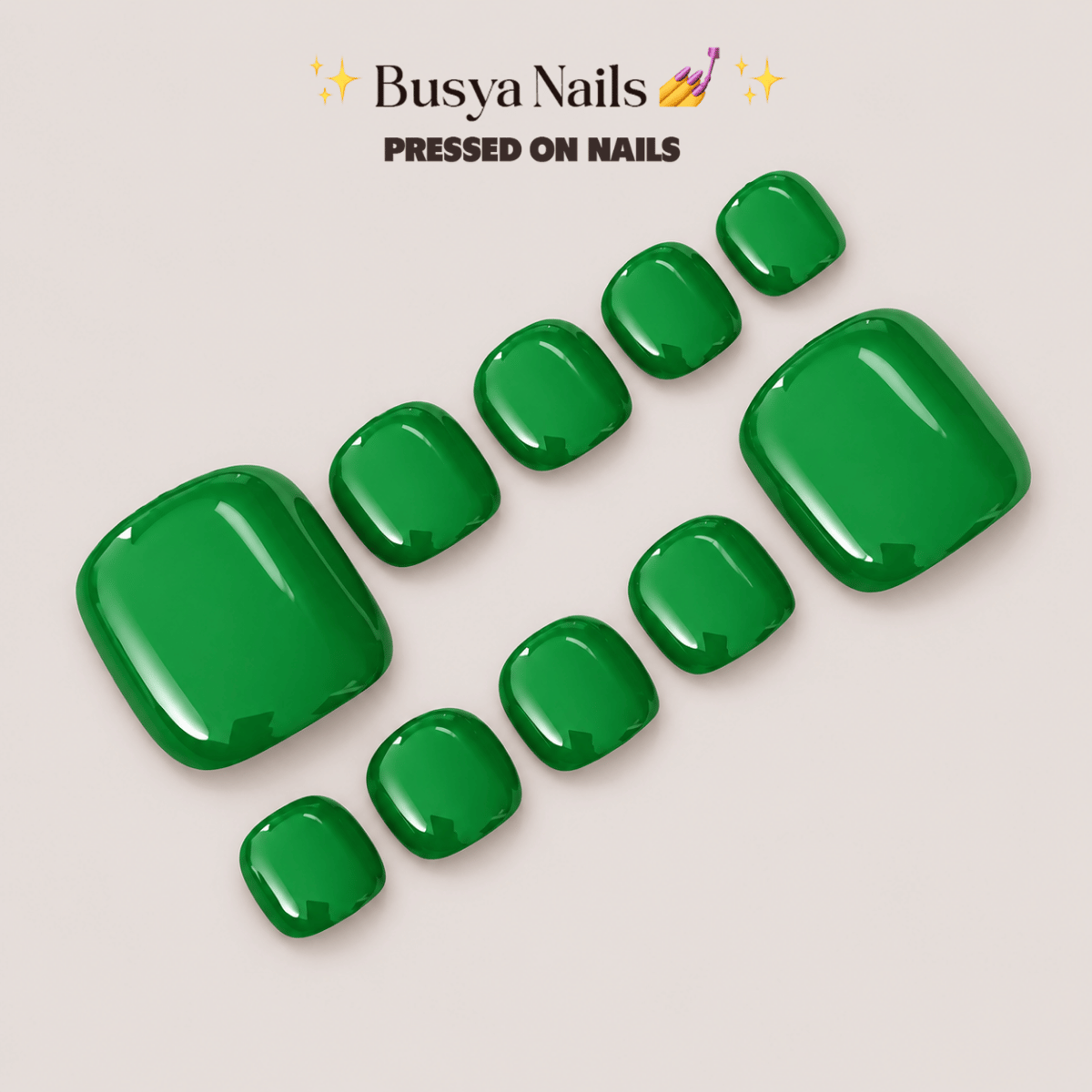 Busya Nails - Kale 039 Toenails Pressed On Nails Kuku Palsu Free Tools