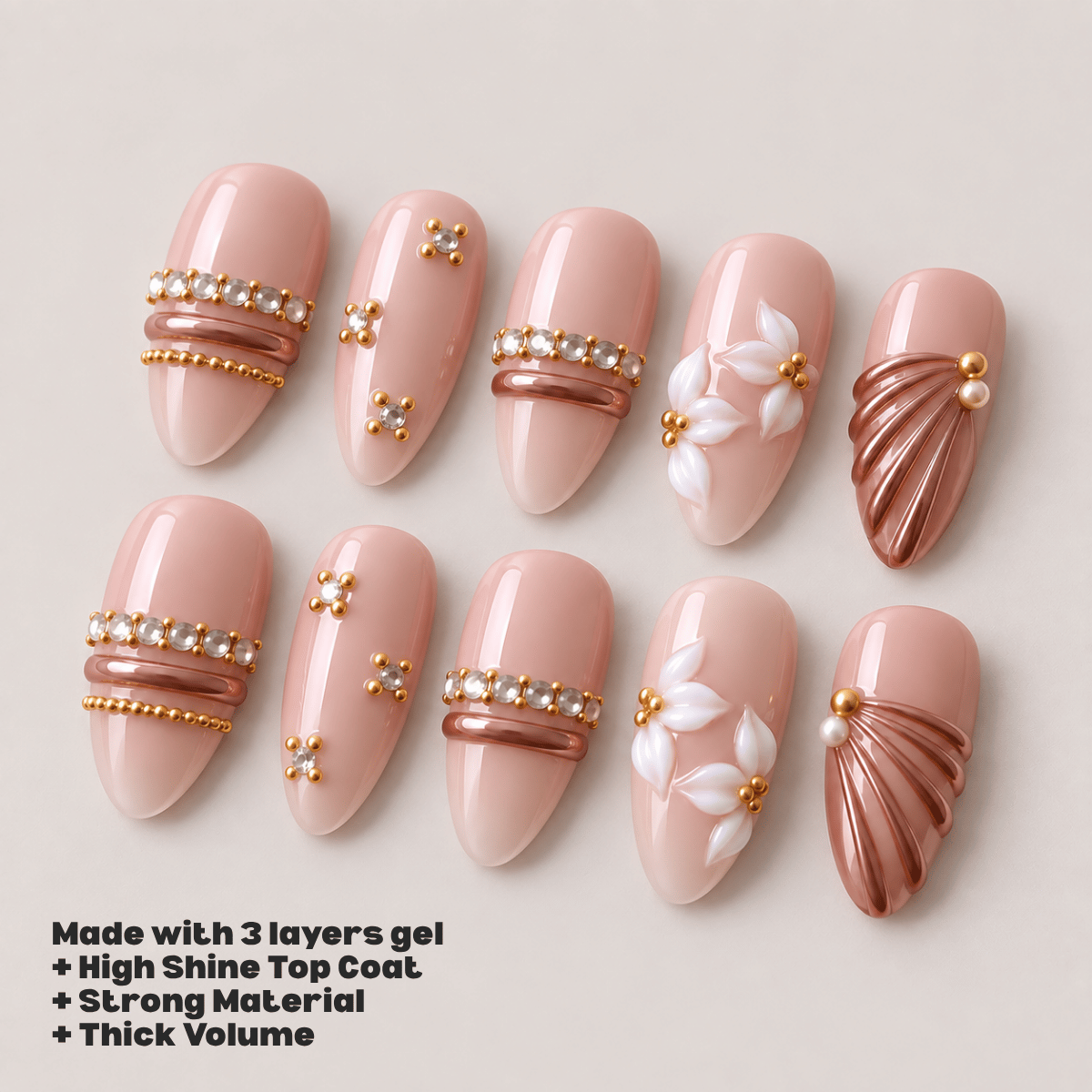 Busya Nails - Sequels Rosey Pressed On Nails Kuku Palsu Free Tools