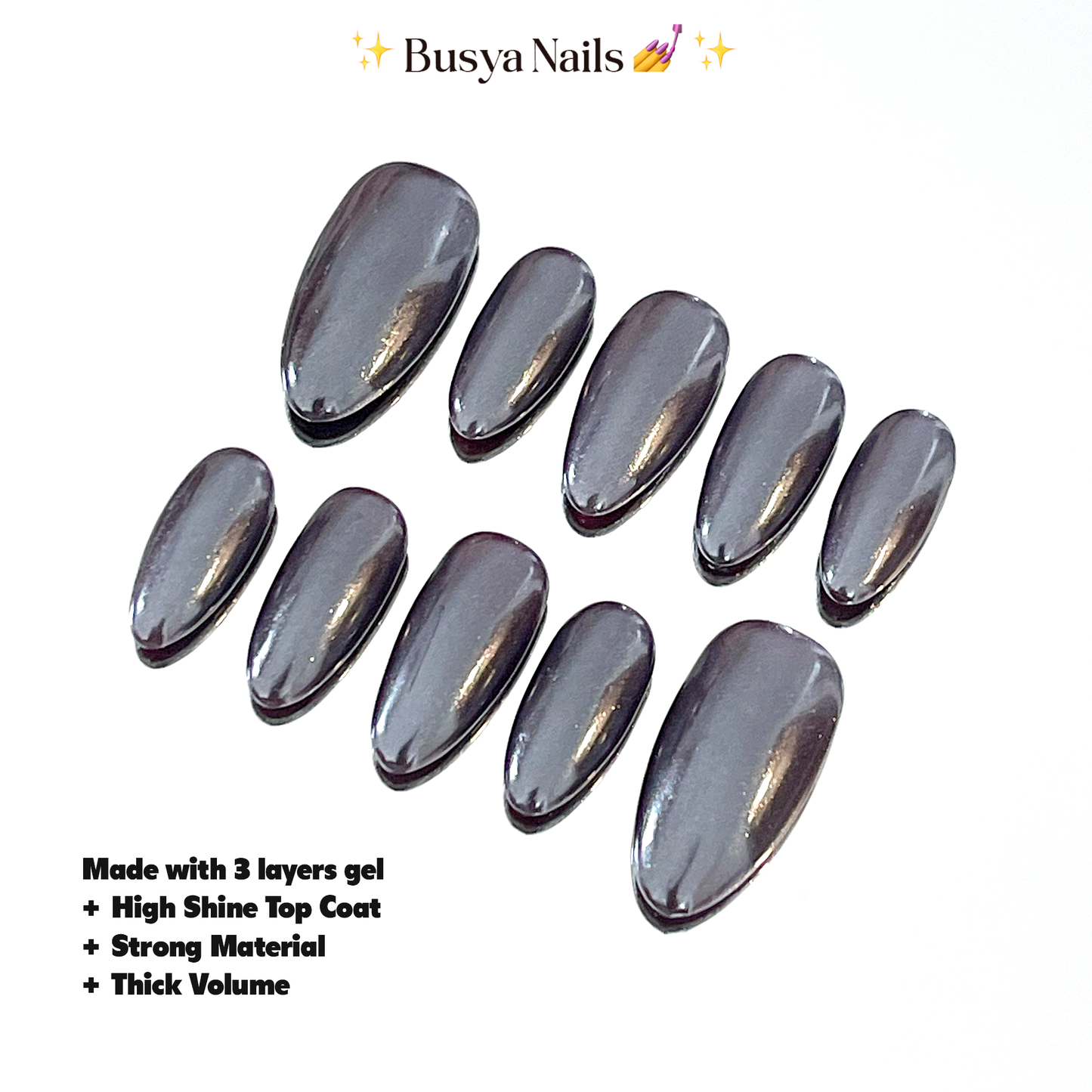 Busya Nails - Mahogany Glazed Pressed On Nails Kuku Palsu Free Tools