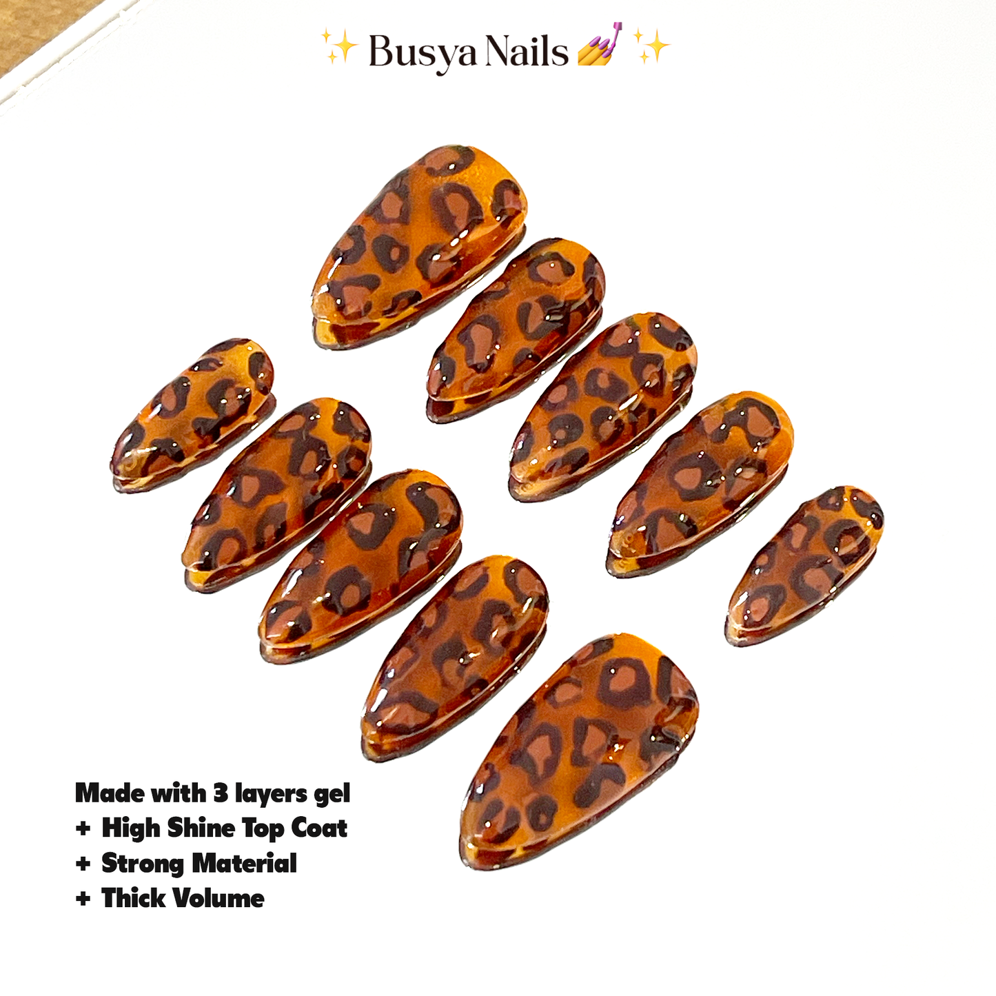 Busya Nails - Leopardines Pressed On Nails Kuku Palsu Free Tools