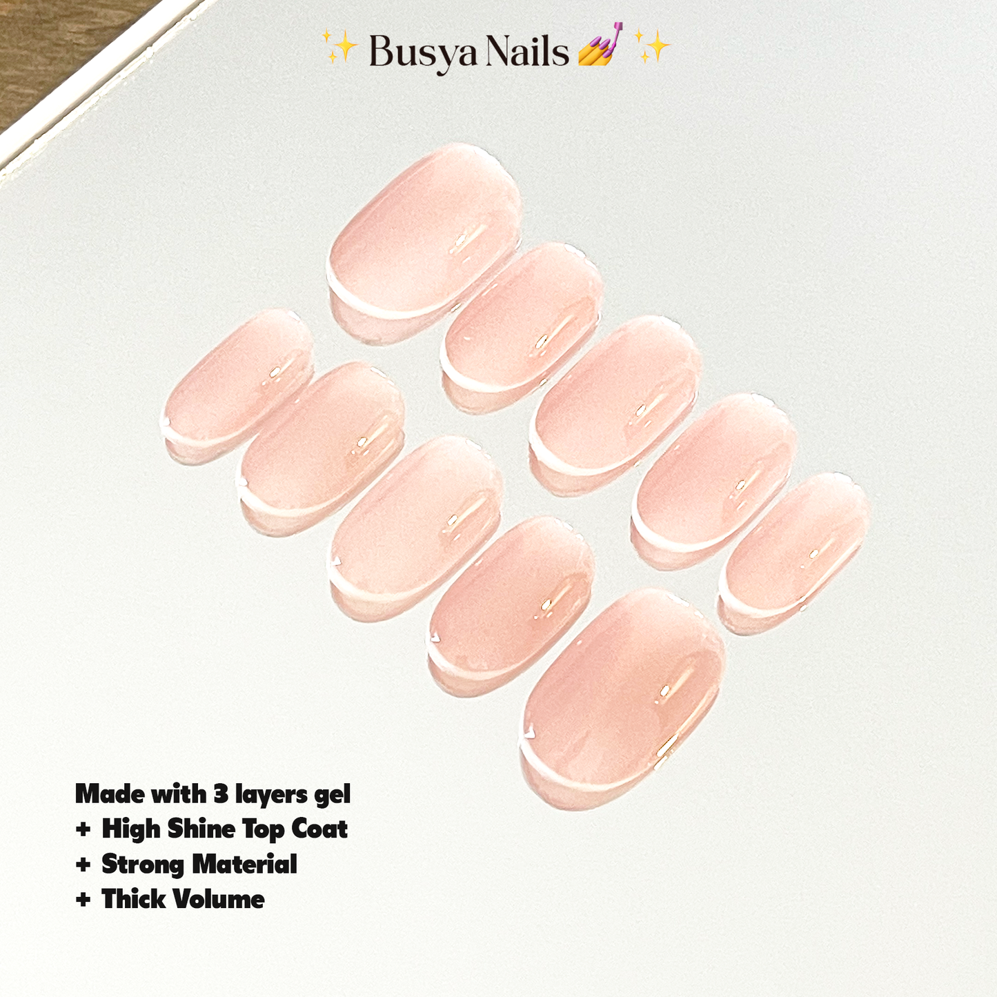 Micro French White Busya Nails 10 pcs Pressed On Nails Free Tools