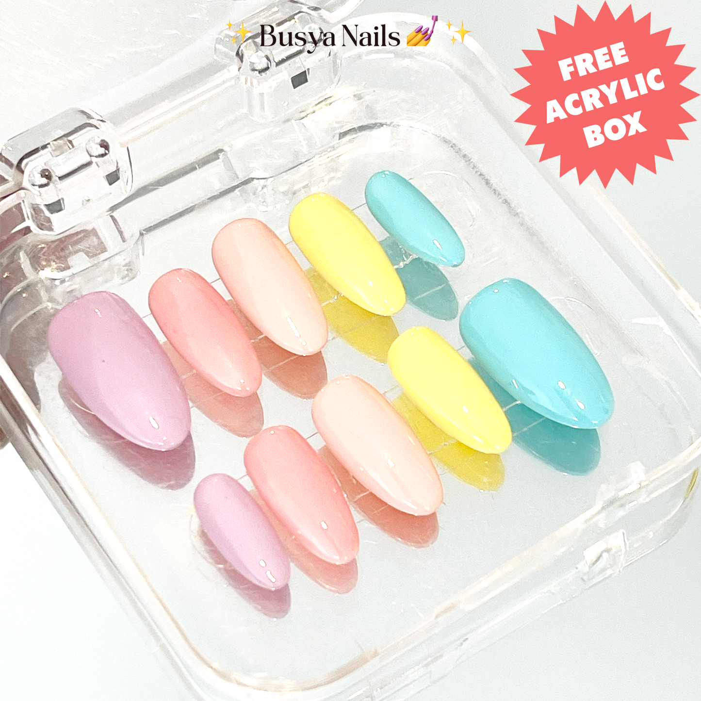 Busya Nails - Macarons Pastel Colors Pressed On Nails Kuku Palsu Free Tools