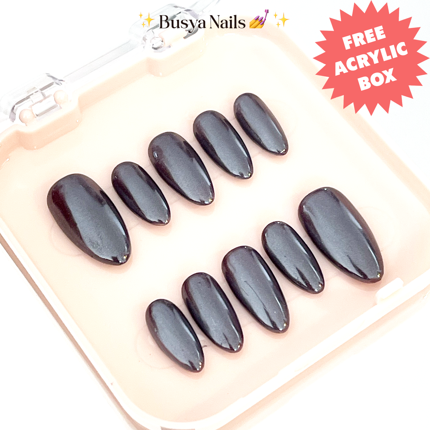 Busya Nails - Mahogany Glazed Pressed On Nails Kuku Palsu Free Tools