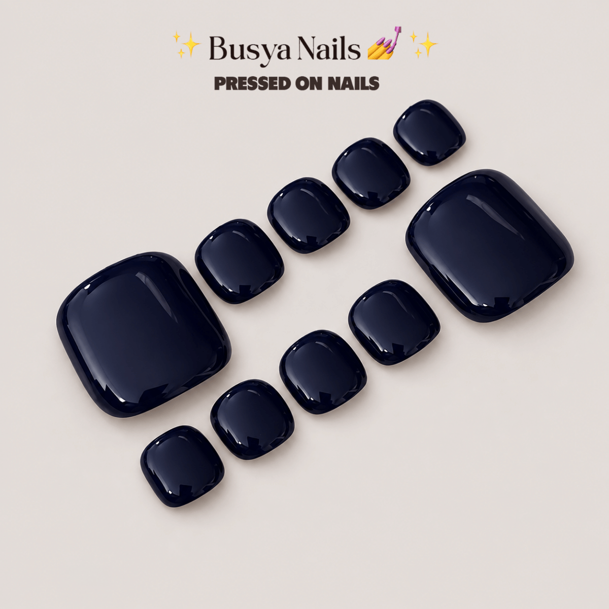 Busya Nails - Midnight 048 Toenails Pressed On Nails Kuku Palsu Free Tools