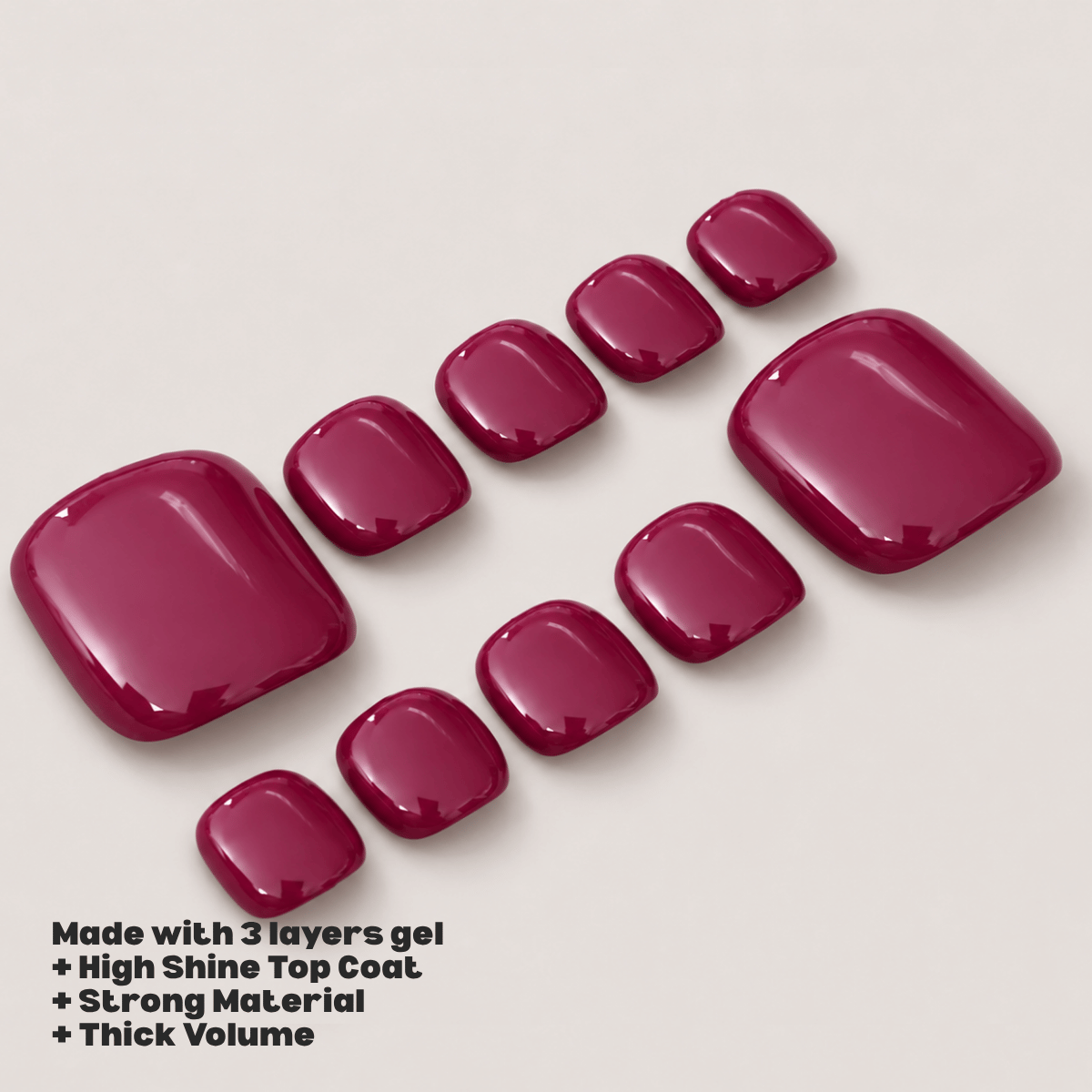 Busya Nails - Plush 030 Toenails Pressed On Nails Kuku Palsu Free Tools