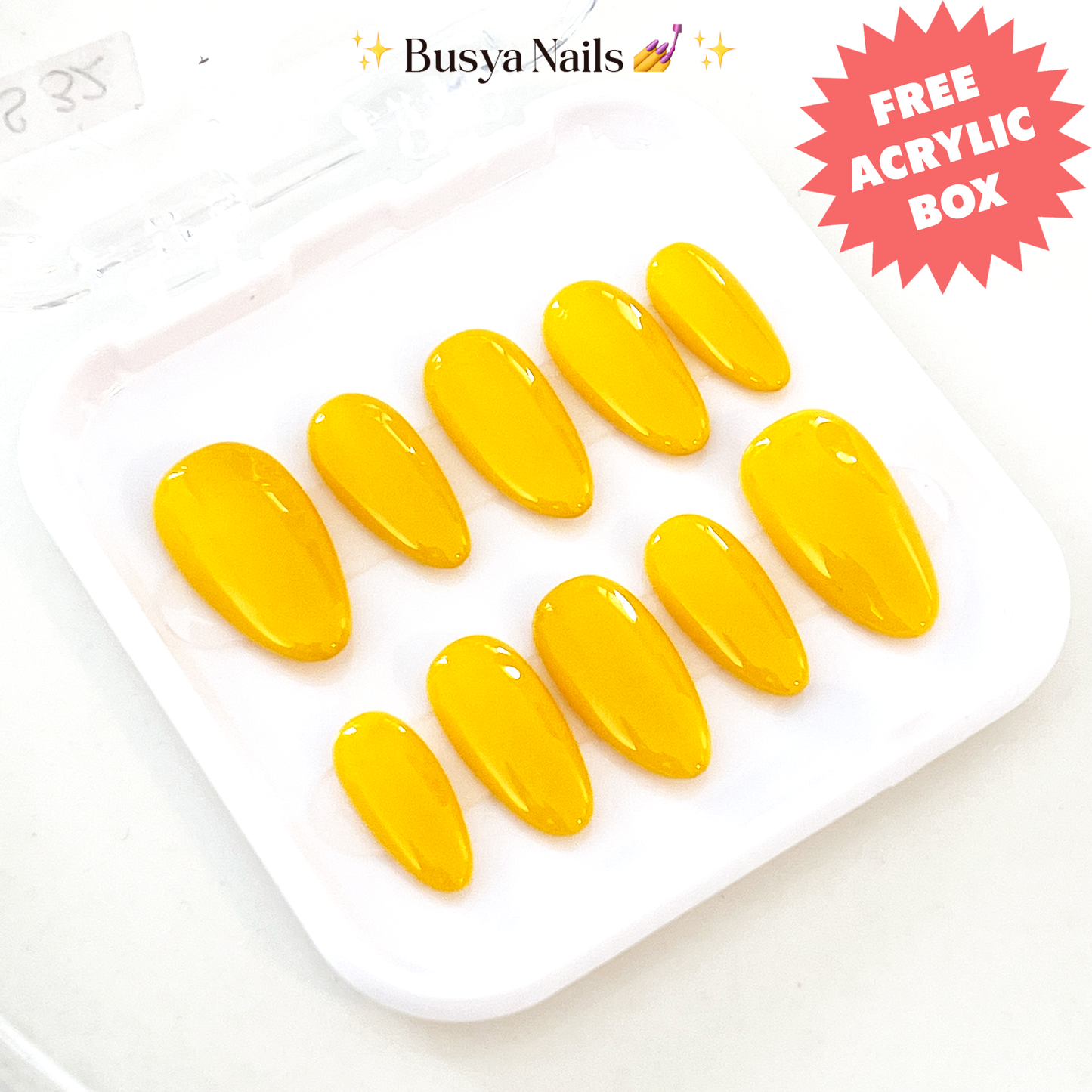 Busya Nails - Tangerine 32 Pressed On Nails Kuku Palsu Free Lem Tools