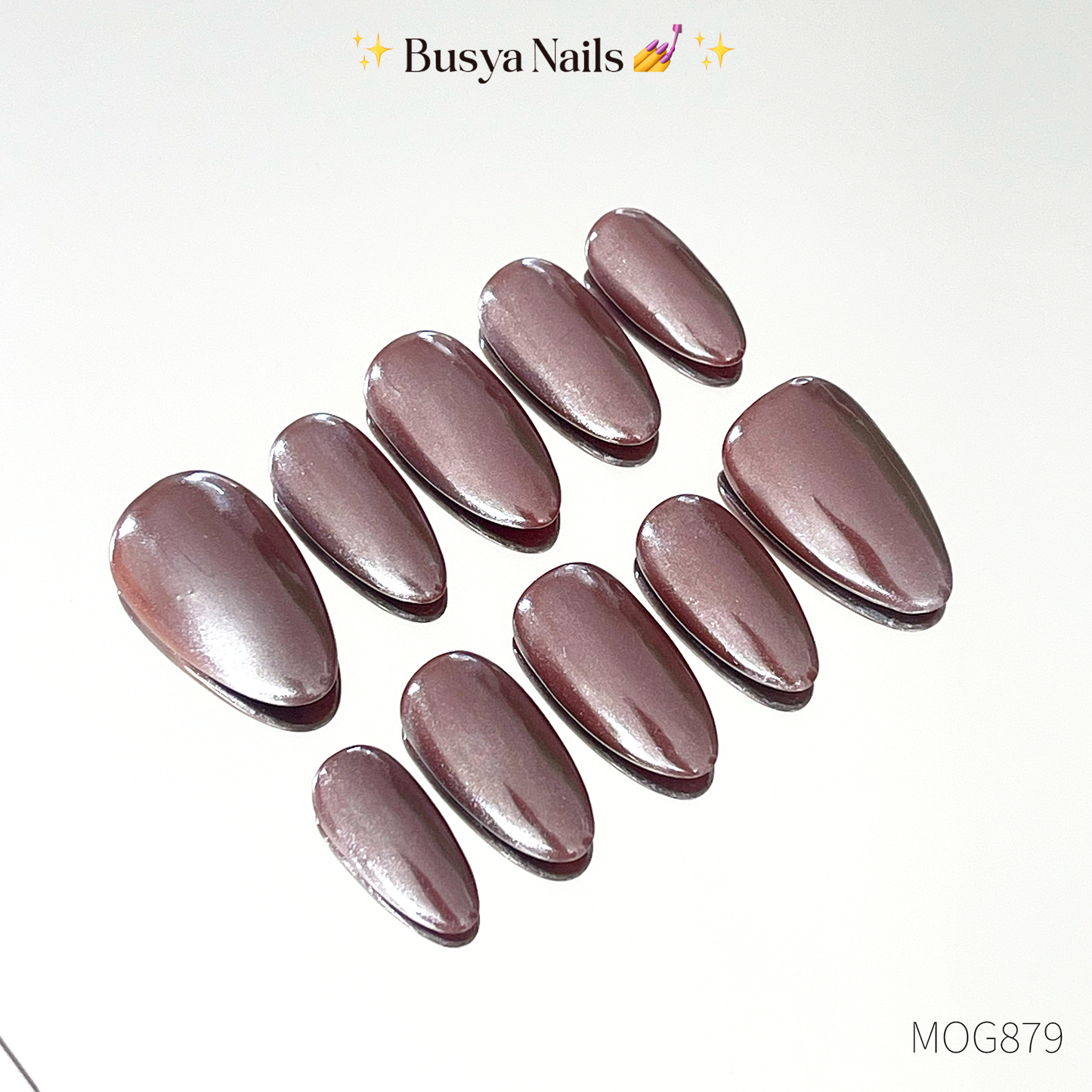 Busya Nails - Mocha Glazed Gel Nail Art Kuku Palsu Pressed On Nails Gel Free Toolkit