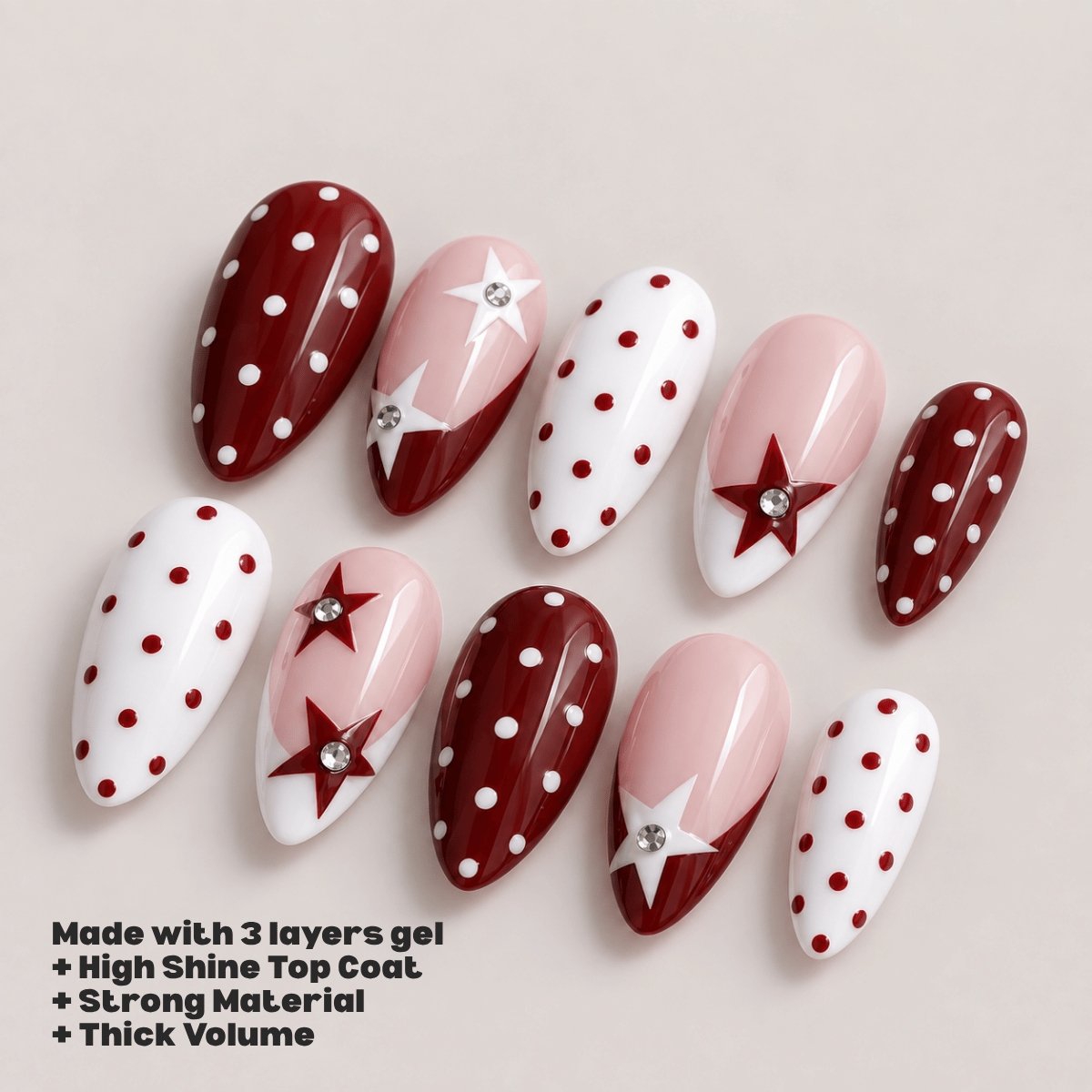 Busya Nails - Red Cowgirl Ride Pressed On Nails Kuku Palsu Free Tools