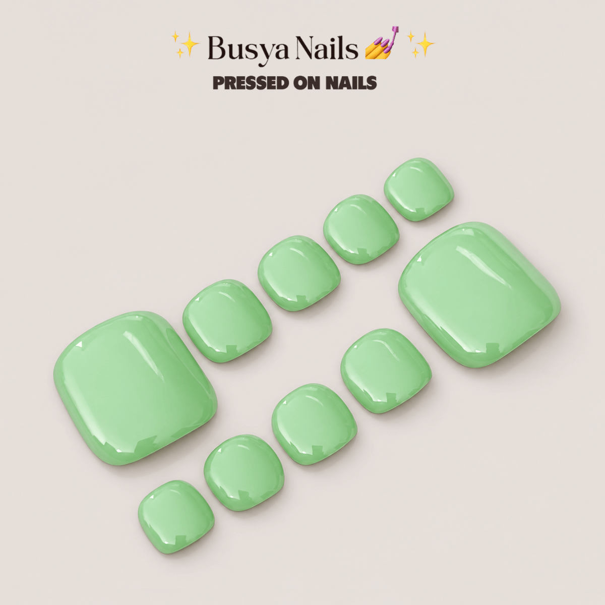 Busya Nails - Matcha Latte 037 Toenails Pressed On Nails Kuku Palsu Free Tools
