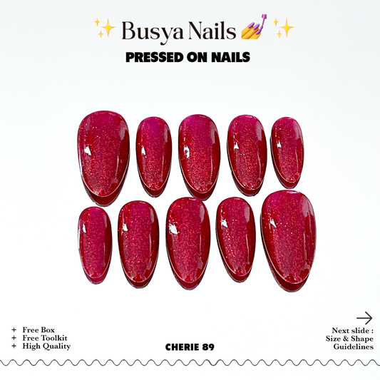 Busya Nails - Cherie 89 Nails Pressed On Nails Kuku Palsu Free Tools