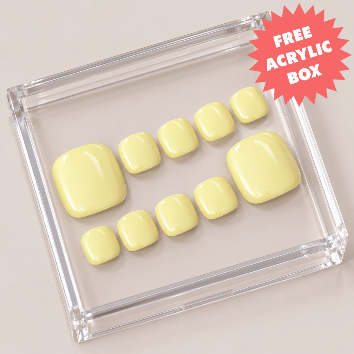 Busya Nails - Lemon 031 Toenails Pressed On Nails Kuku Palsu Free Tools