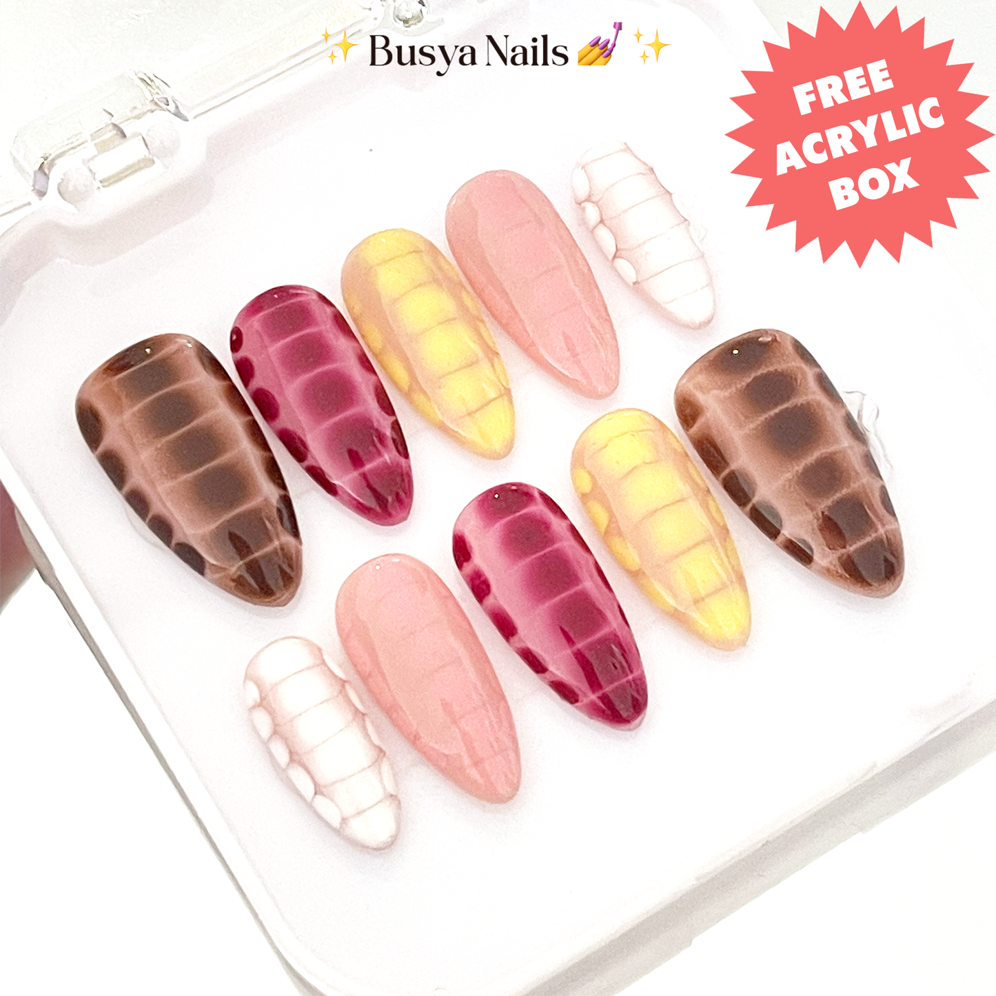 Busya Nails - Armadilo Marshmellow Pressed On Nails Kuku Palsu Free Tools
