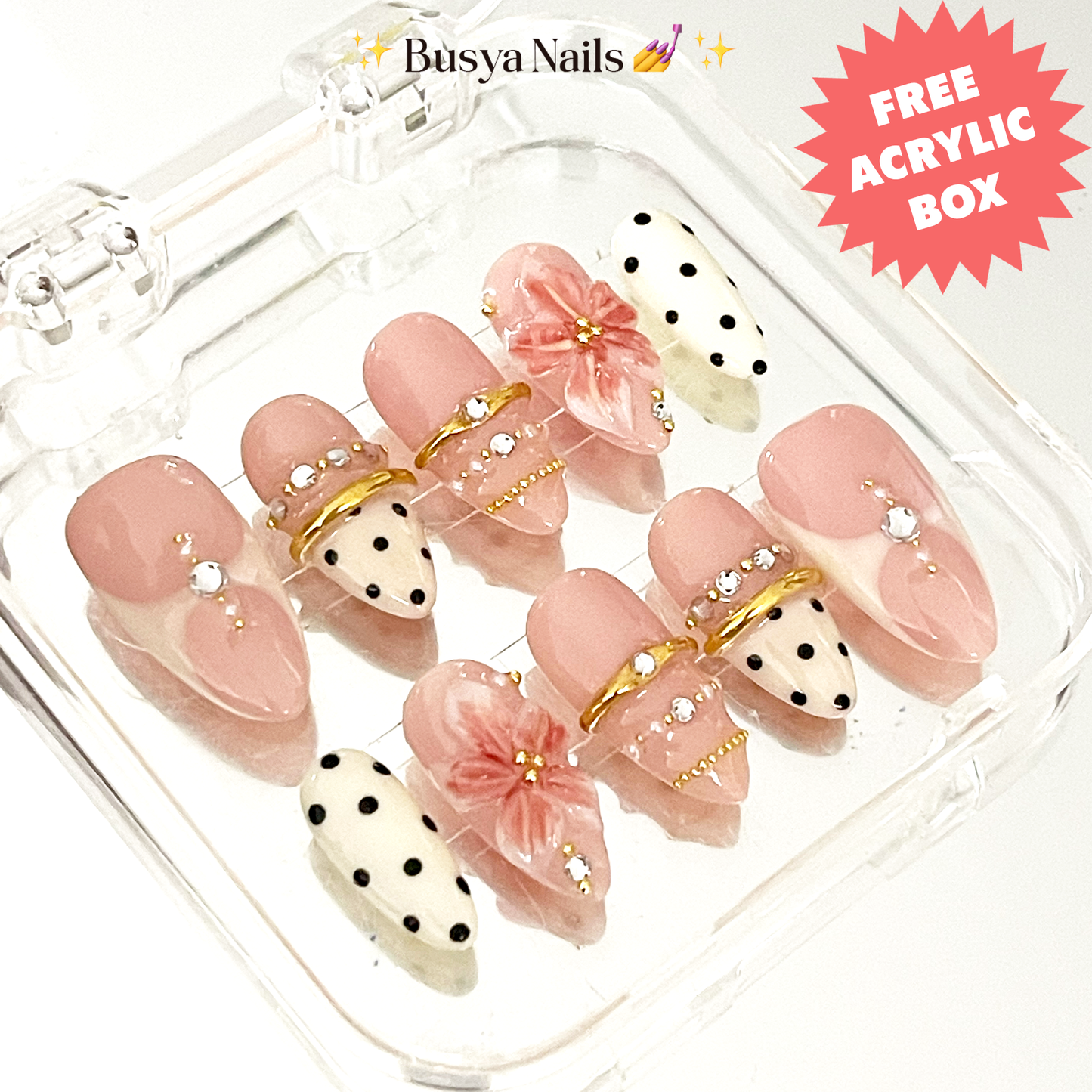 Busya Nails - Rivieras Y2K Bangle Polka Dot Pressed On Nails Kuku Palsu Free Tools