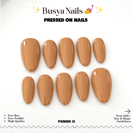 Busya Nails - Pomme 15 Pressed On Nails Kuku Palsu Free Lem Tools