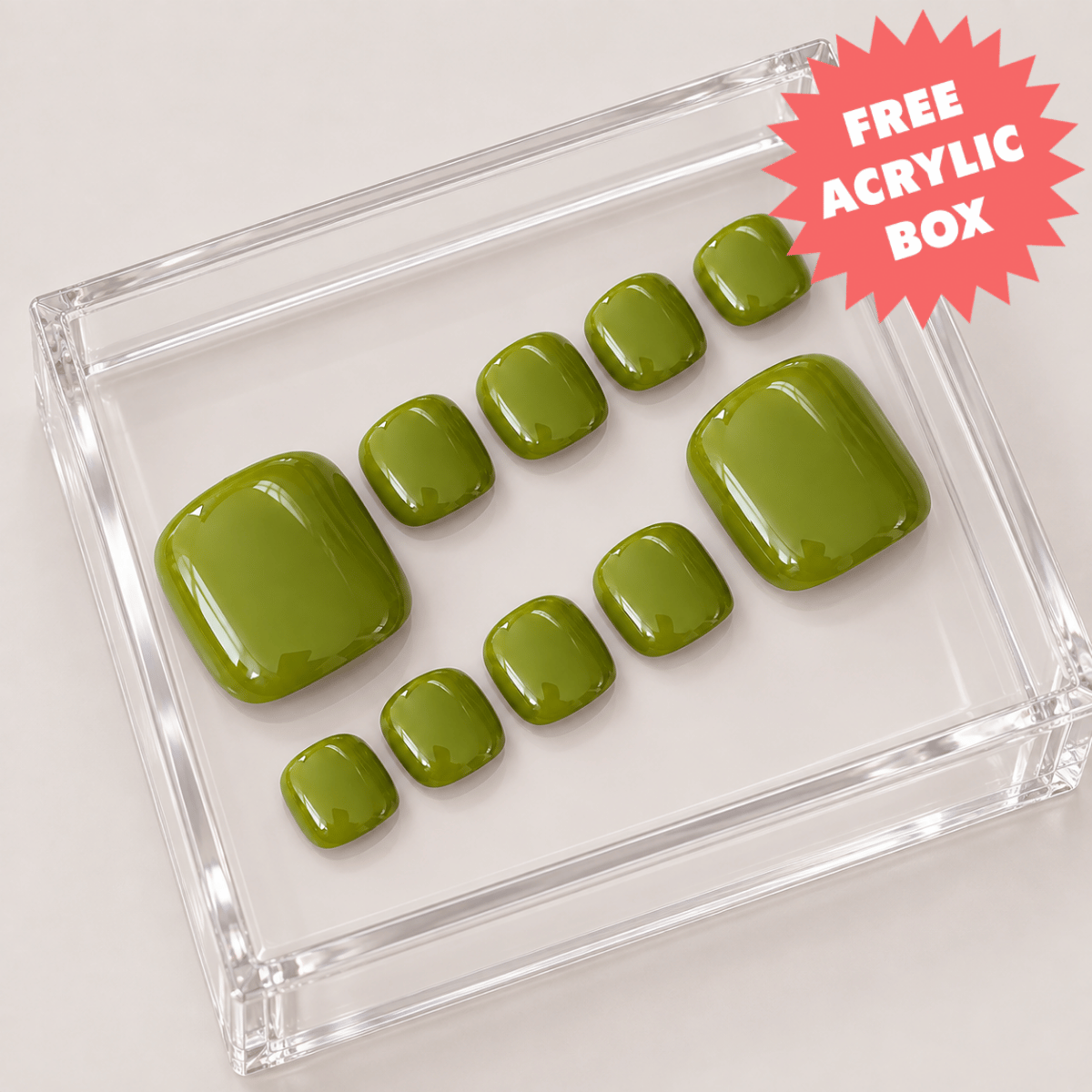 Busya Nails - Greens 035 Toenails Pressed On Nails Kuku Palsu Free Tools