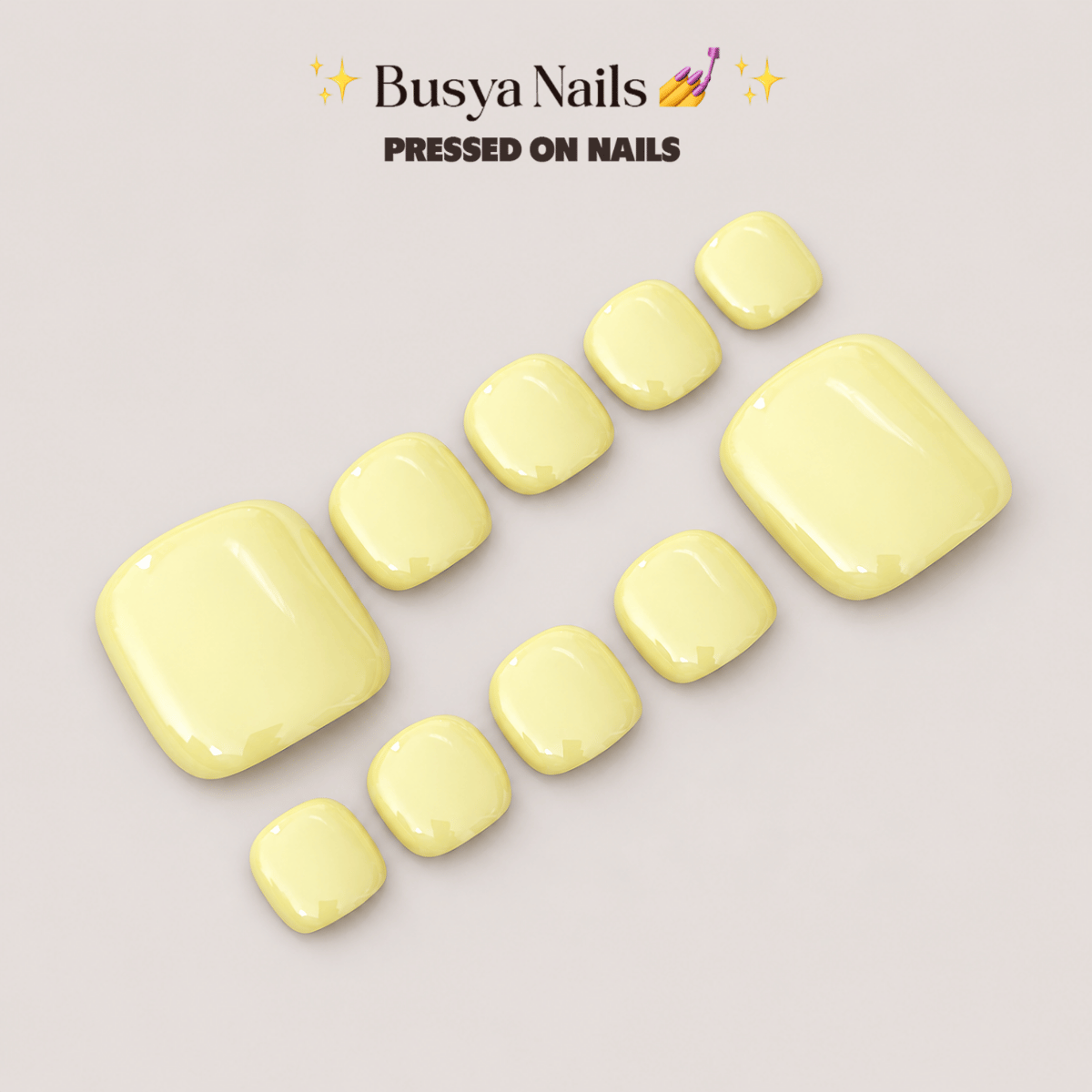 Busya Nails - Lemon 031 Toenails Pressed On Nails Kuku Palsu Free Tools