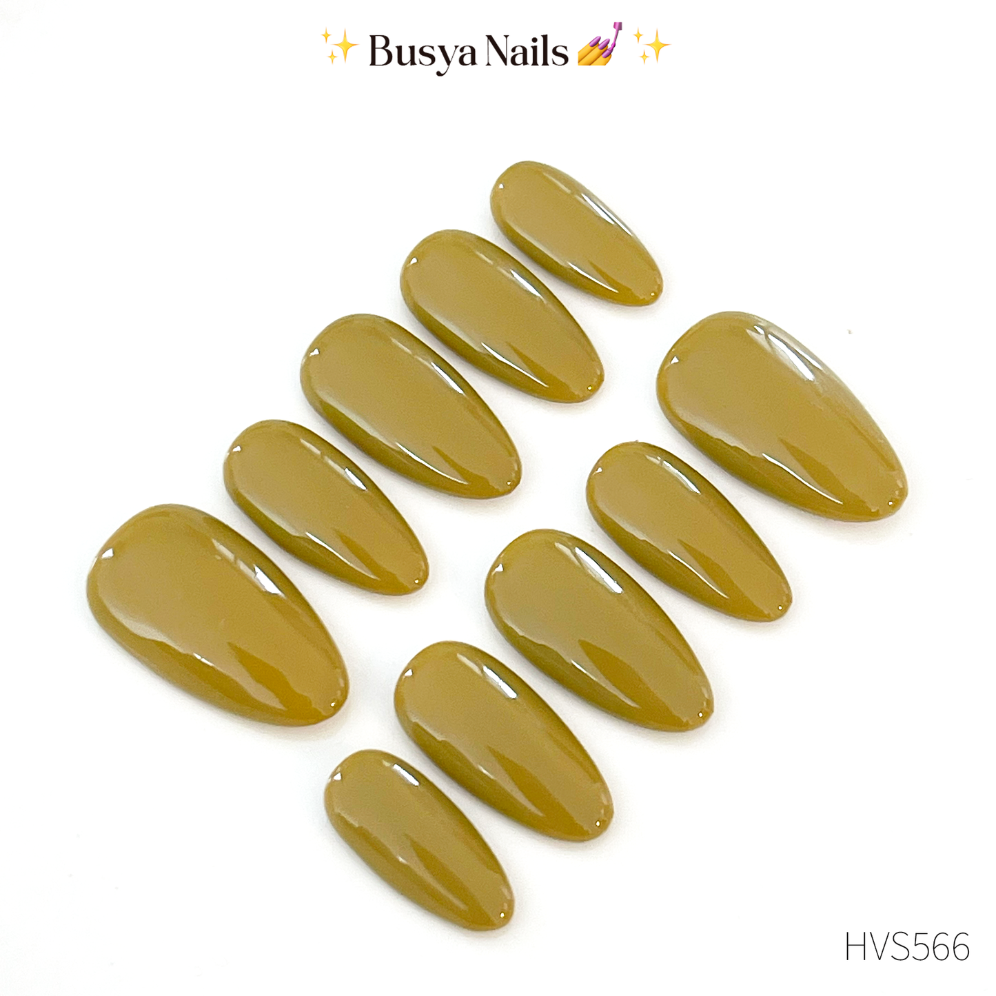 Busya Nails - Harvest 56 Olive Pressed On Nails Kuku Palsu Free Lem Tools