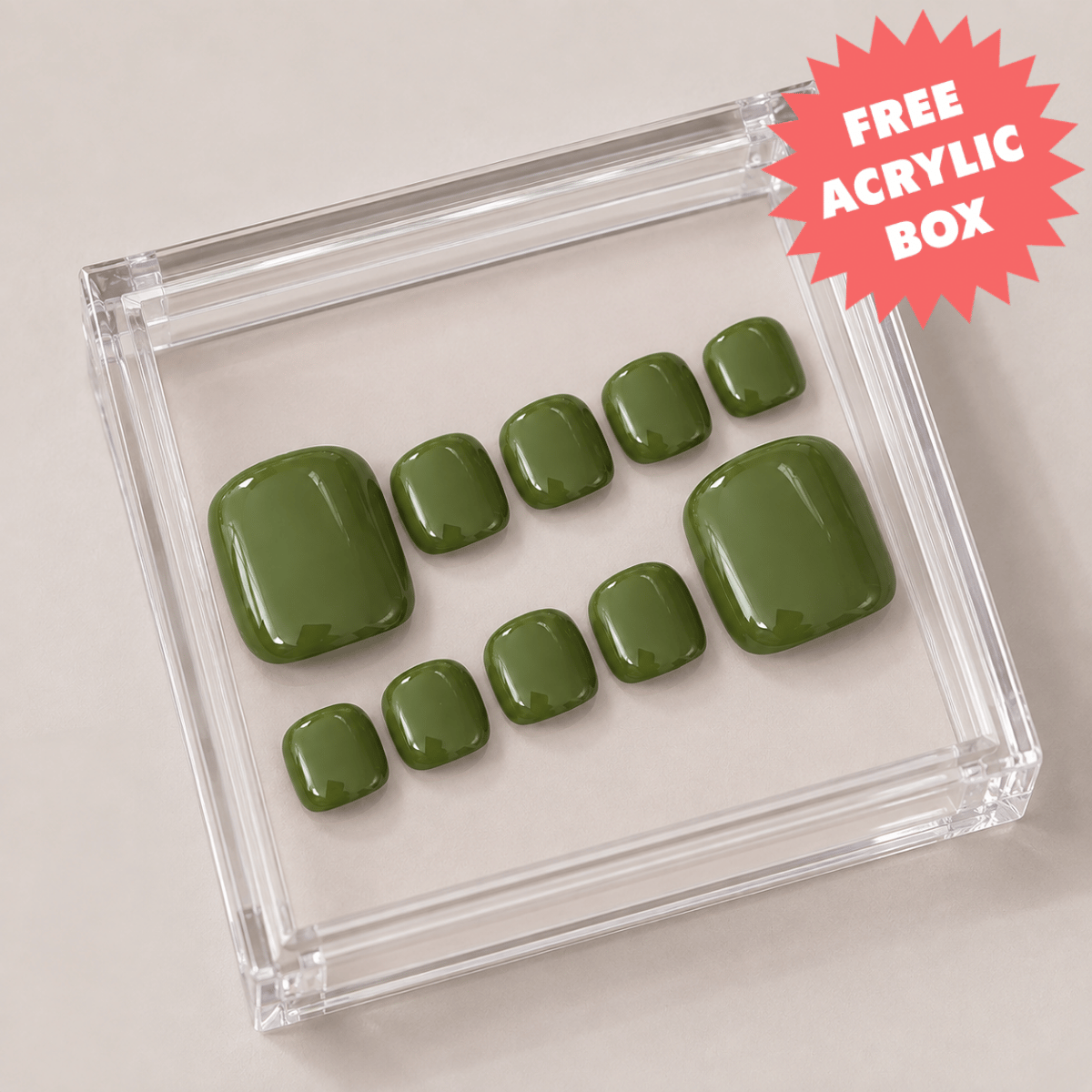 Busya Nails - Olive 036 Toenails Pressed On Nails Kuku Palsu Free Tools