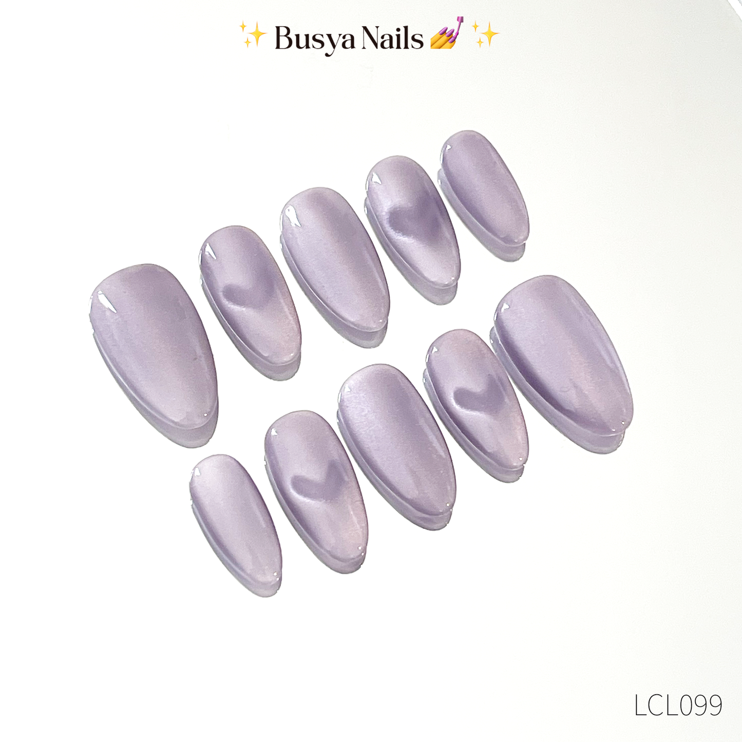 Busya Nails - Lilac Cat Eye Love Pressed On Nails Kuku Palsu Free Tools