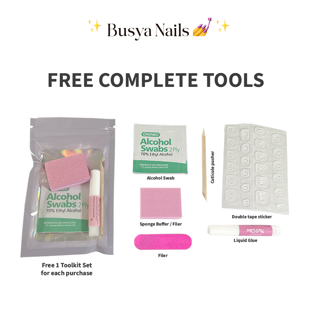 Busya Nails - Ten Island Girl Pressed On Nails Kuku Palsu Free Tools