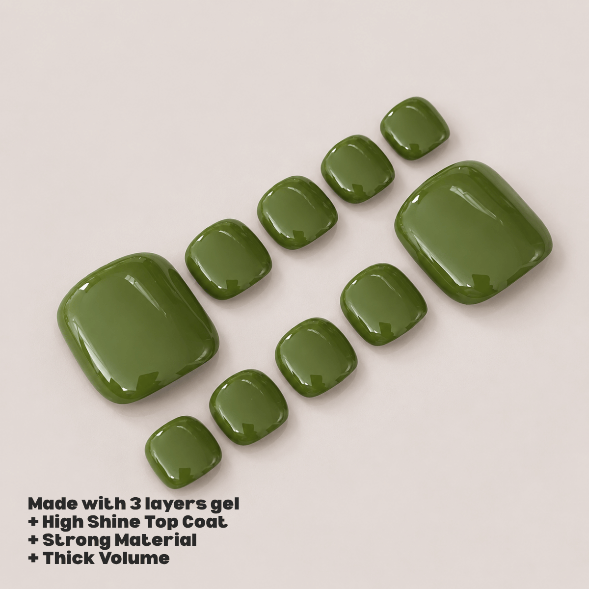 Busya Nails - Olive 036 Toenails Pressed On Nails Kuku Palsu Free Tools
