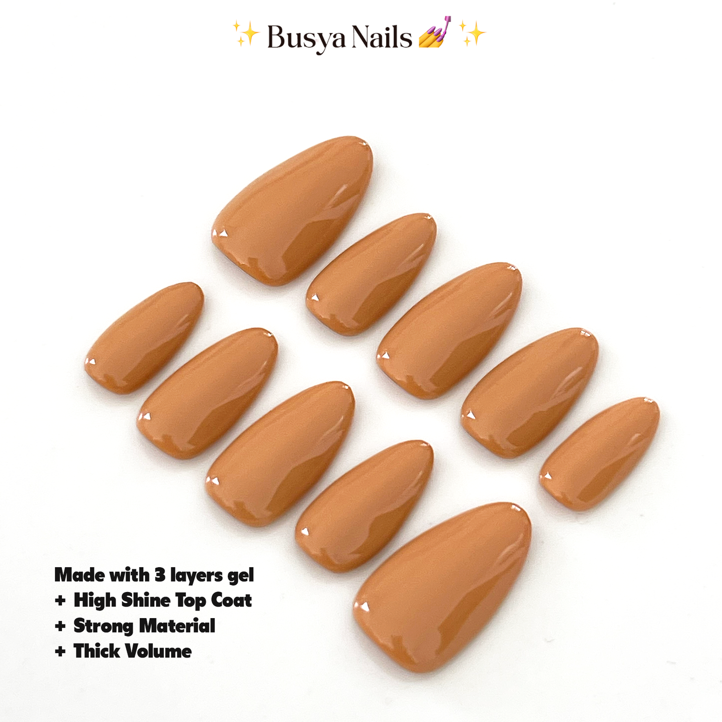 Busya Nails - Pomme 15 Pressed On Nails Kuku Palsu Free Lem Tools