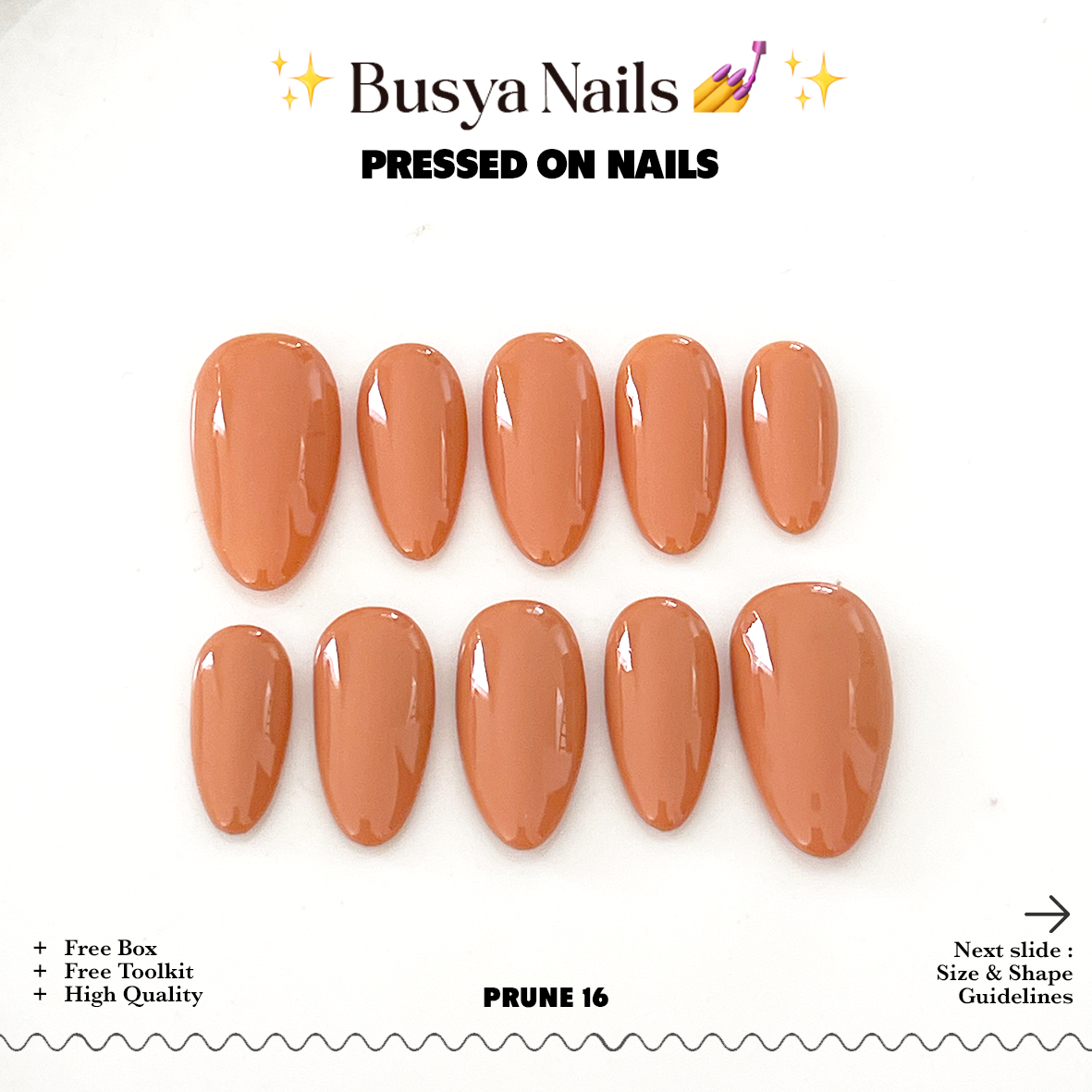 Busya Nails - Prune 16 Pressed On Nails Kuku Palsu Free Lem Tools